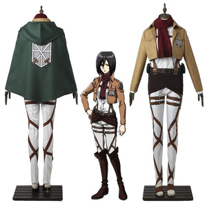 Womens Attack On Titan Costume Mikasa Ackerman Cosplay Battle Full Set Costume