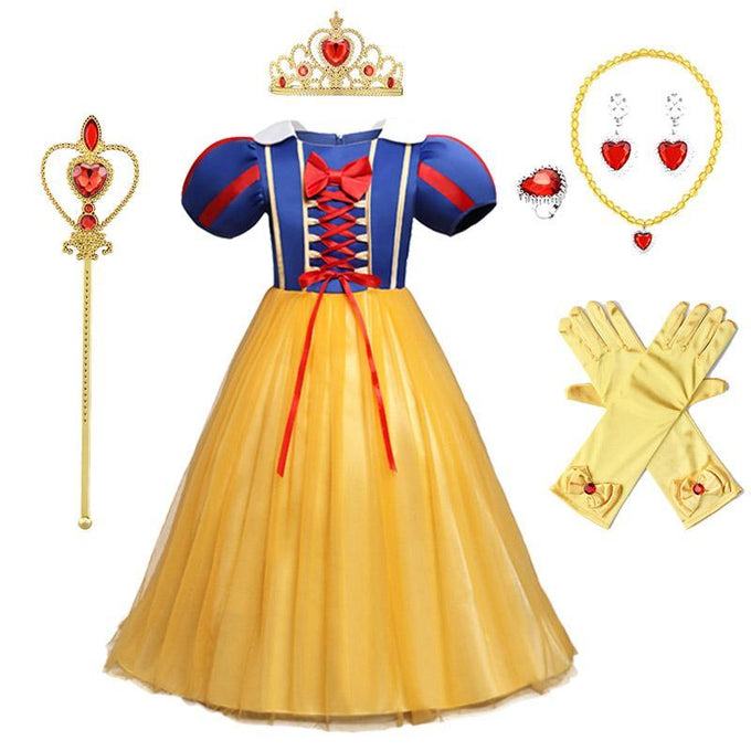 Princess Snow White Costume Generic Dress Up with Accessories for Girls Party