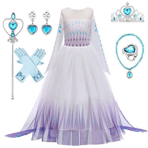 Kids Frozen Costume Princess Elsa Anna Cosplay Birthday or Party Dress With Accessories