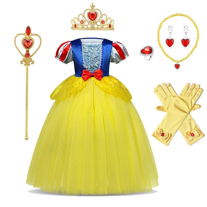 Snow White Costume Princess Costumes Puff Sleeve Dress With Accessories For Kids