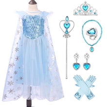 Load image into Gallery viewer, Kids Frozen Costume Princess Elsa Cosplay Birthday or Party Dress With Accessories