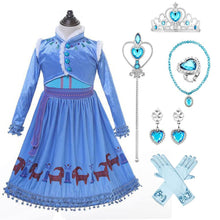 Load image into Gallery viewer, Kids Frozen Costume Princess Elsa Anna Cosplay Sets Birthday or Party With Accessories