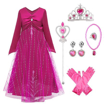 Load image into Gallery viewer, Kids Frozen Costume Princess Elsa Cosplay Birthday or Party Dress With Accessories