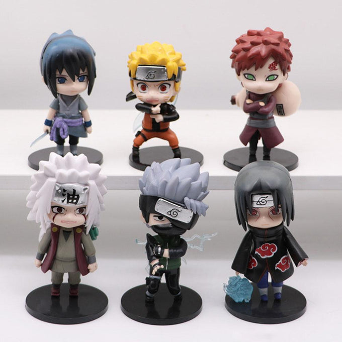 6Pcs 9cm Cute Chibi Naruto Figure Naruto Gaara Itachi Kakashi Figure Toys