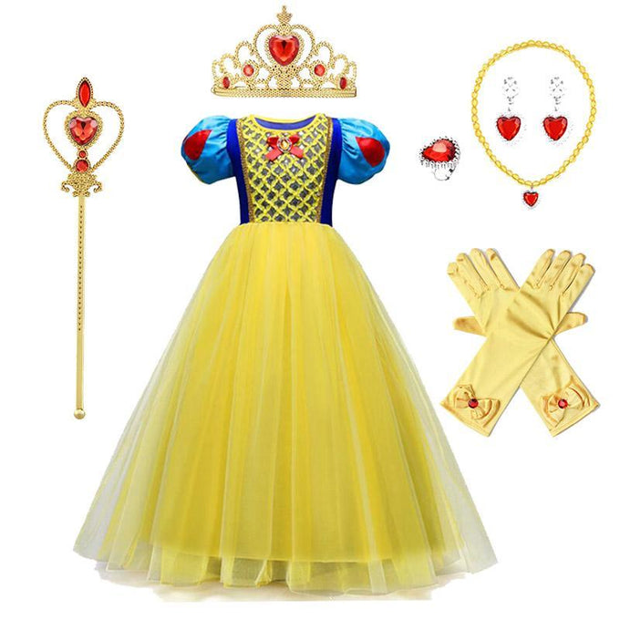 Kid's Snow White Costume Princess Costumes Puff Sleeve Dress With Accessories