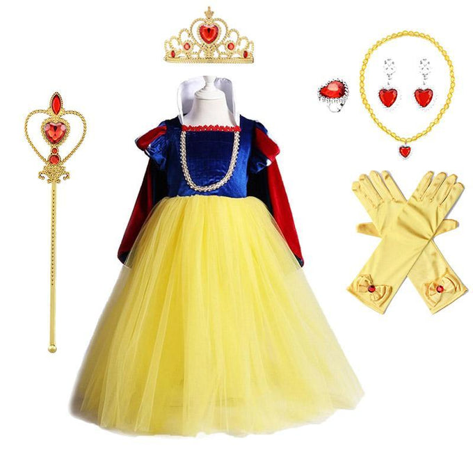 High Quality Princess Costume Snow White Dress With Accessories For Girls Party