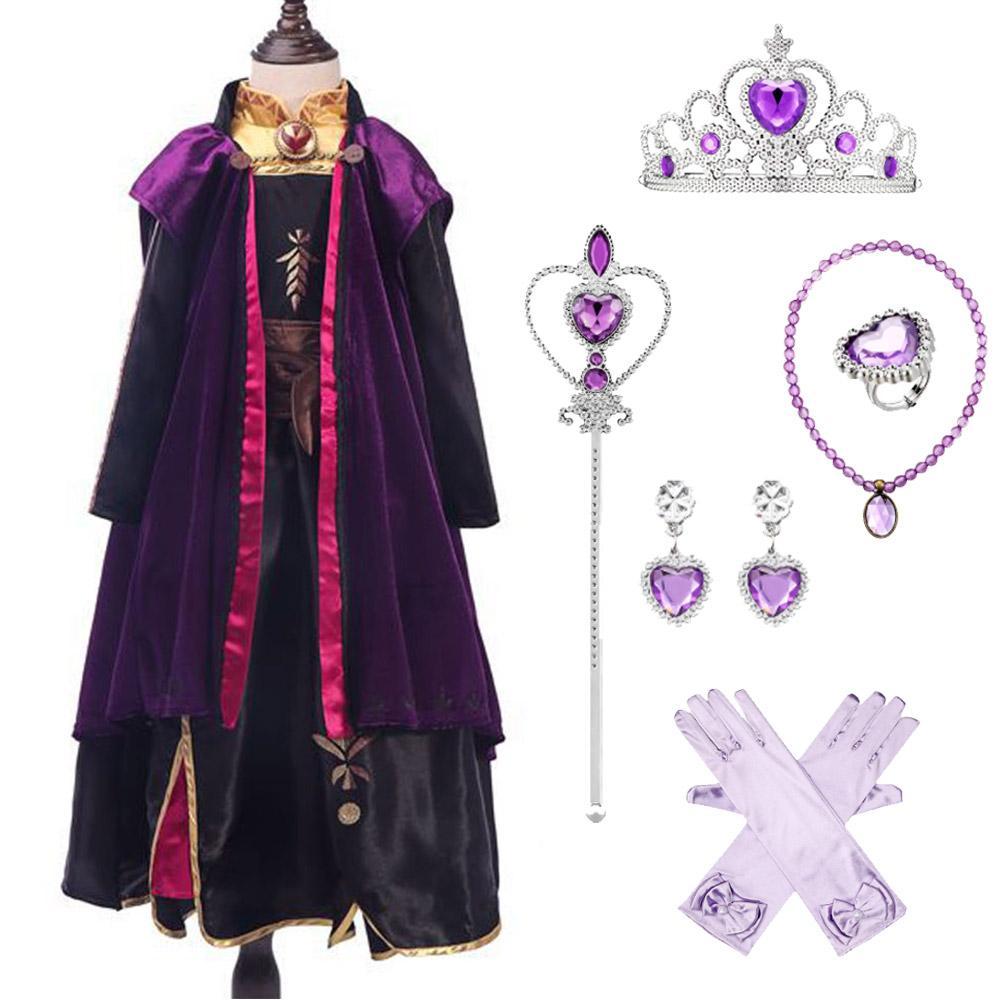 Kids Frozen Costume Princess Anna Cosplay Sets Birthday or Party With Accessories
