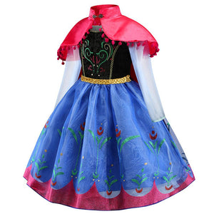 Kids Frozen Costume Princess Anna Cosplay Birthday or Party Dress With Accessories