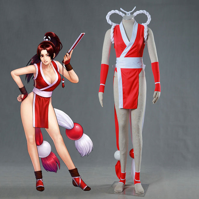 King of Fighters KOF Costume Mai Shiranui Cosplay full Outfit with Accessories for Women and Kids