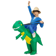 Load image into Gallery viewer, Inflatable Dinosaur Costume T-Rex Dino Rider Outfit Halloween Cosplay Blow Up Costume For Kids