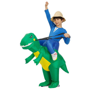 Inflatable Dinosaur Costume T-Rex Dino Rider Outfit Halloween Cosplay Blow Up Costume For Kids