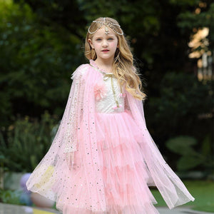 Kids Frozen Snow White Beauty and the Beast Costume Princess Elsa Anna Belle Cosplay Rainbow Capes Robe