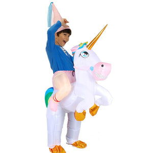Inflatable Rainbow Tail Unicorn Cosplay Costume Halloween Christmas Party For Adults and Kids
