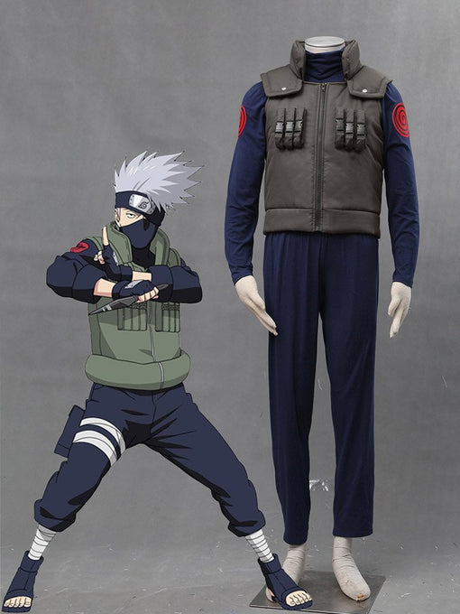 Anime Naruto Hatake Kakashi Men and Children Cosplay Costume Halloween Clothes