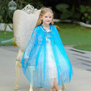 Kids Frozen Snow White Beauty and the Beast Costume Princess Elsa Anna Belle Cosplay Rainbow Capes Robe
