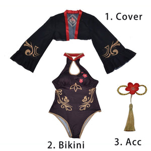 Genshin Impact Costumes Hu tao Hina Lisa Swimsuit Cosplay with Accessories for Women