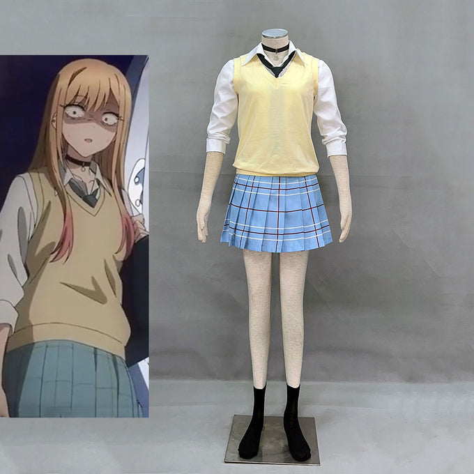 My Dress-Up Darling Costumes Kitagawa Marin Cosplay School Uniform With Sweater for Women and Kids