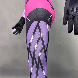 Overwatch Costume Widowmaker Stretchable Cosplay Jumpsuit with Gloves For Women and Kids