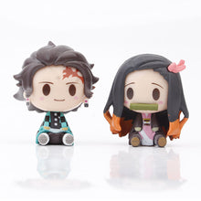 Load image into Gallery viewer, 10Pcs Demon Slayer Figure Kamado Tanjirou Kamado Nezuko Figure Sitting Cute Chibi Toys