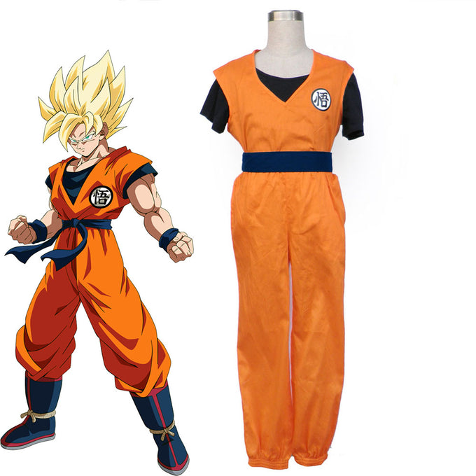 Dragon Ball Costume Son Goku Trainning Orange Suit Chinese Go Letter Cosplay Suit for Men and Kids