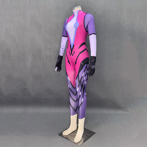 Overwatch Costume Widowmaker Stretchable Cosplay Jumpsuit with Gloves For Women and Kids