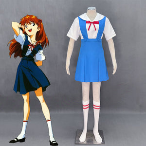 EVA / NGE Costumes Soryu Asuka Langley Cosplay full Outfit with Stockings for Women and Kids