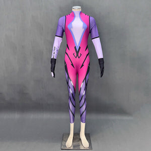 Overwatch Costume Widowmaker Stretchable Cosplay Jumpsuit with Gloves For Women and Kids