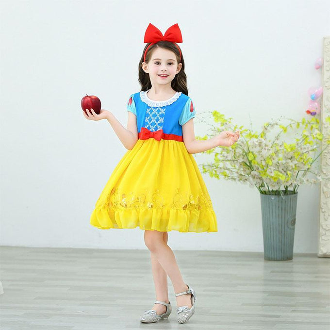 Princess Costume Snow White Summer Dress With Accessories For Toddler Girls Party