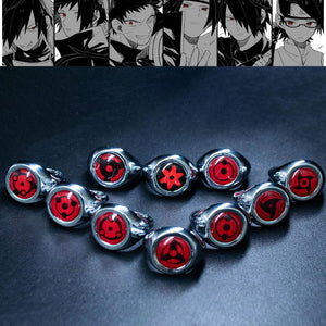 10PCS Naruto Accessories Uchiha Clan All Sharingan Printed Rings With Box