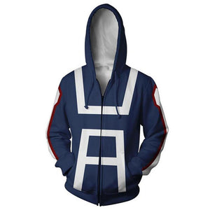 Mens My Hero Academia Printed Zippered Trainning Suit Hoodie Sweatshirt