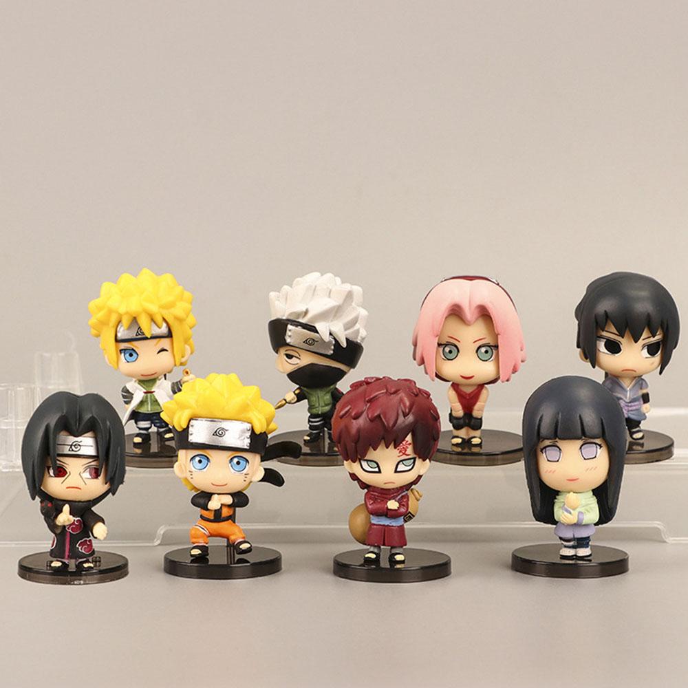 8Pcs 6cm Naruto Figure Naruto Itachi Sasuke Gaara Kakashi Cute Chibi Figure Toys