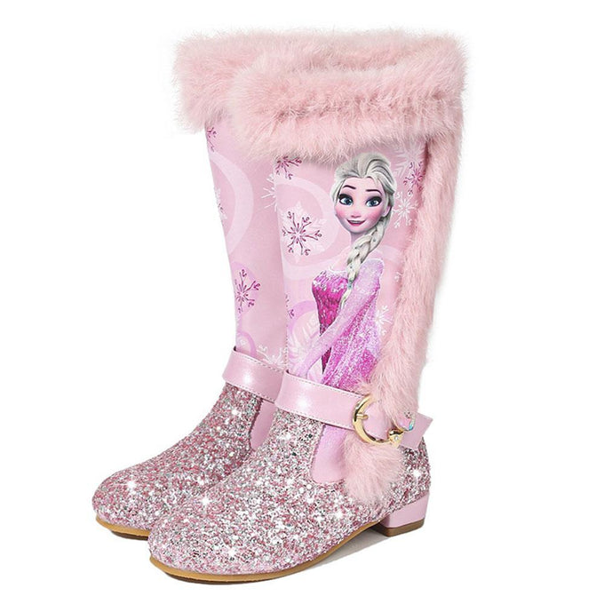 Kids Disney Frozen Costume Princess Elsa Anna Cosplay Low Heel Boots