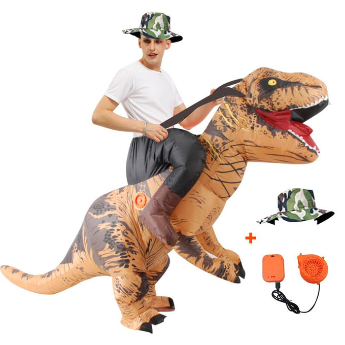 Inflatable Dinosaur Costume T-Rex Dino Tyrannosaurus Rider Outfit Halloween Cosplay For Adults
