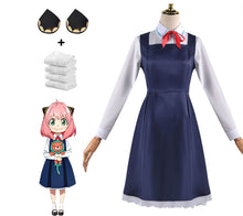 Load image into Gallery viewer, Women Spy x Family Costume Anya Forger Cosplay Navy Dress with Headdress and Stockings