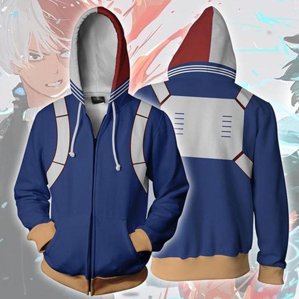 Mens My Hero Academia Printed Zippered Trainning Suit Hoodie Sweatshirt