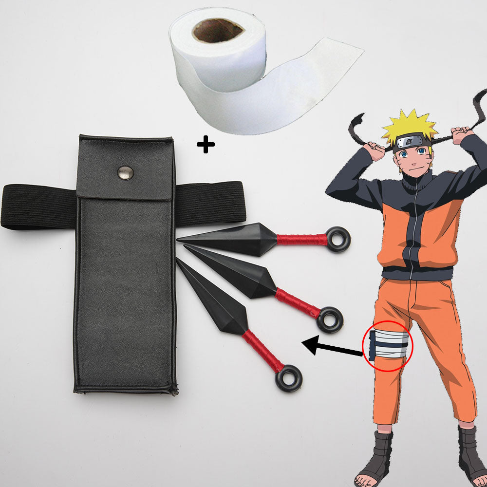 Naruto Costume Naruto Ninja Pack with 3 Kunai Leg Band Bag