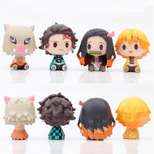 Load image into Gallery viewer, 4Pcs Demon Slayer Figure Kamado Tanjirou Kamado Nezuko Figure Sitting Cute Chibi Toys