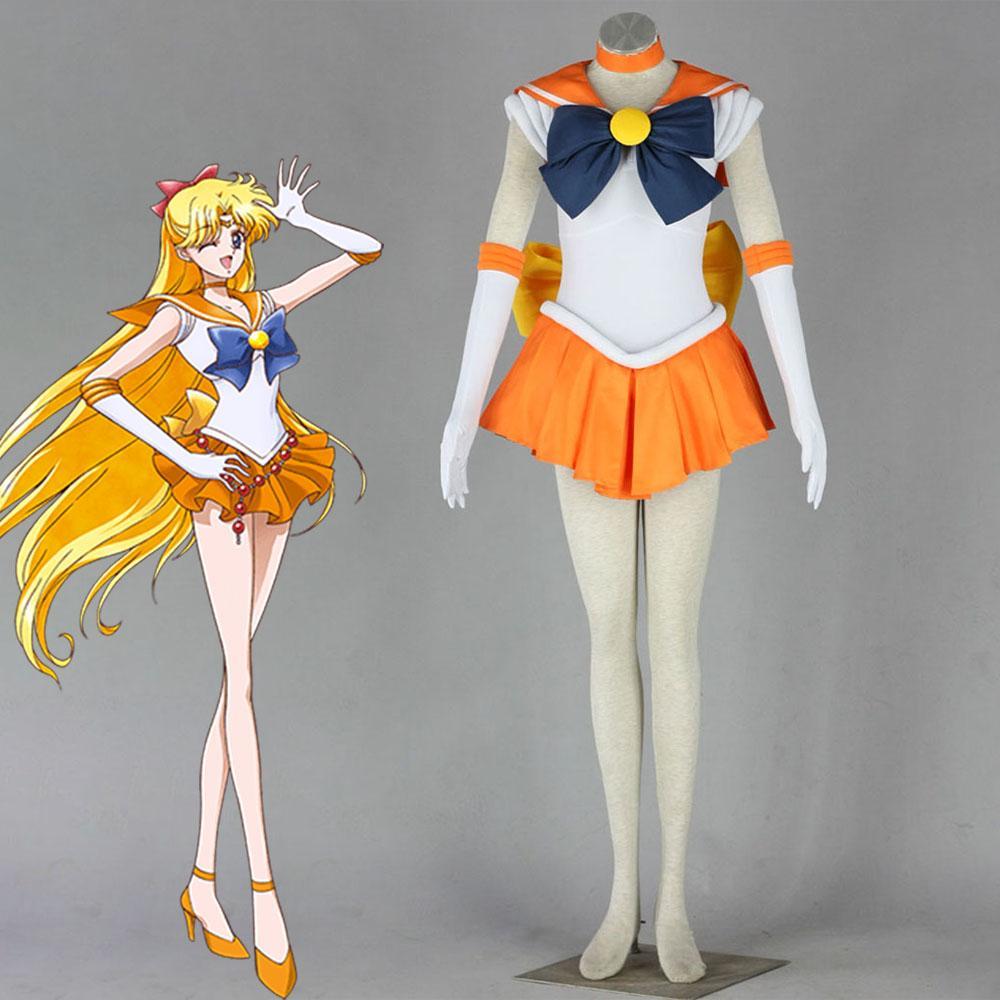 Sailor Moon Costume Sailor Venus Aino Minago Cosplay Full Fight Sets For Women and Kids