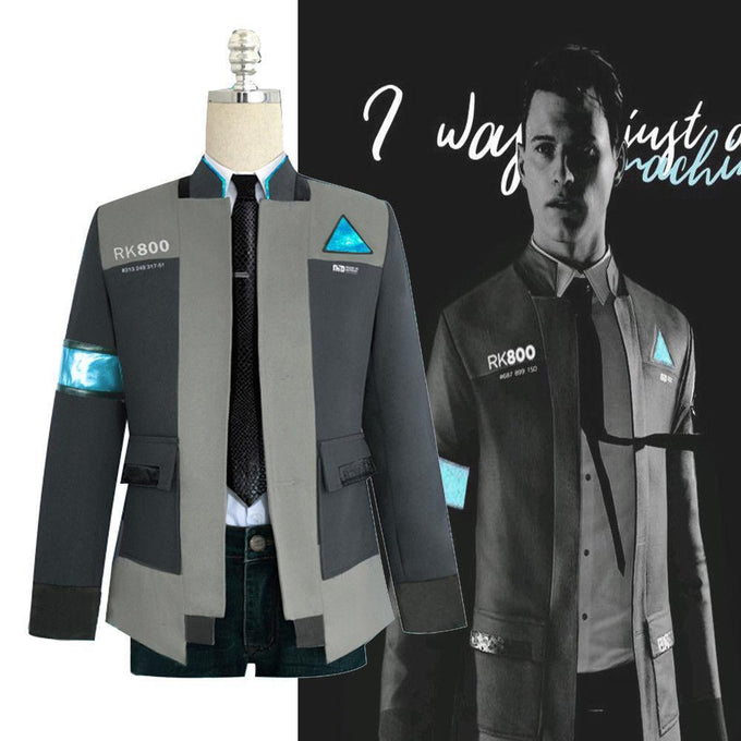 Detroit Becoming Human Connor Cosplay Halloween Costume Jacket + Tie + Shirt