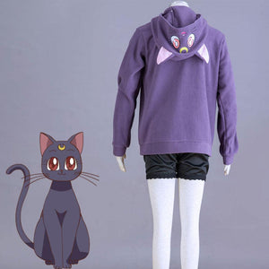 Women and Kids Sailor Moon Costume Black Cat Luna Embroidered Cosplay Sweatshirt