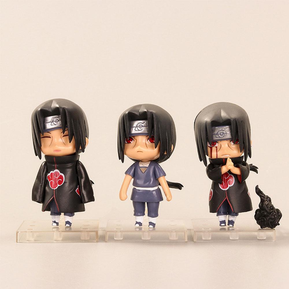 3PCS 9cm Naruto Figure Cute Chibi Uchiha Itachi 3 Kinds Figure Toys