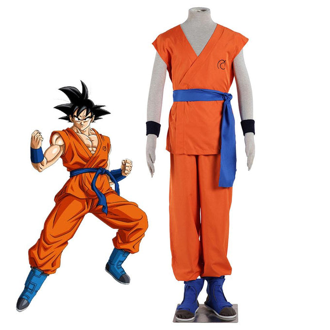 Men and Kids Dragon Ball Costume Son Goku Cosplay Practice Clothes Full Set With Shoes