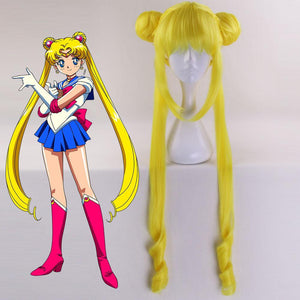 Sailor Moon Costume 90cm Sailor moon Tsukino Usagi Wig Heat Resistant Sythentic Hair