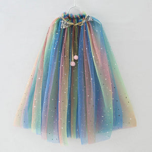 Kids Frozen Snow White Beauty and the Beast Costume Princess Elsa Anna Belle Cosplay Rainbow Capes Robe