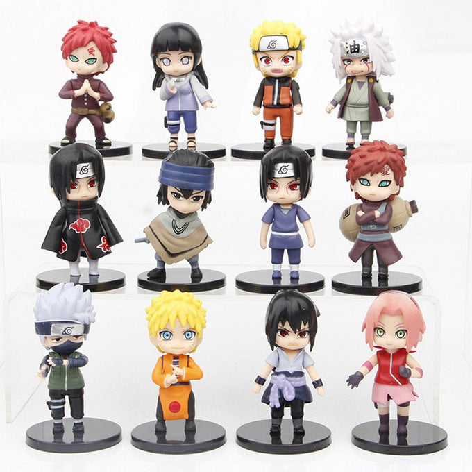 12PCS 7cm Naruto Figure Cute Chibi Naruto Gaara Itachi Sakura Konoha Figure Toys