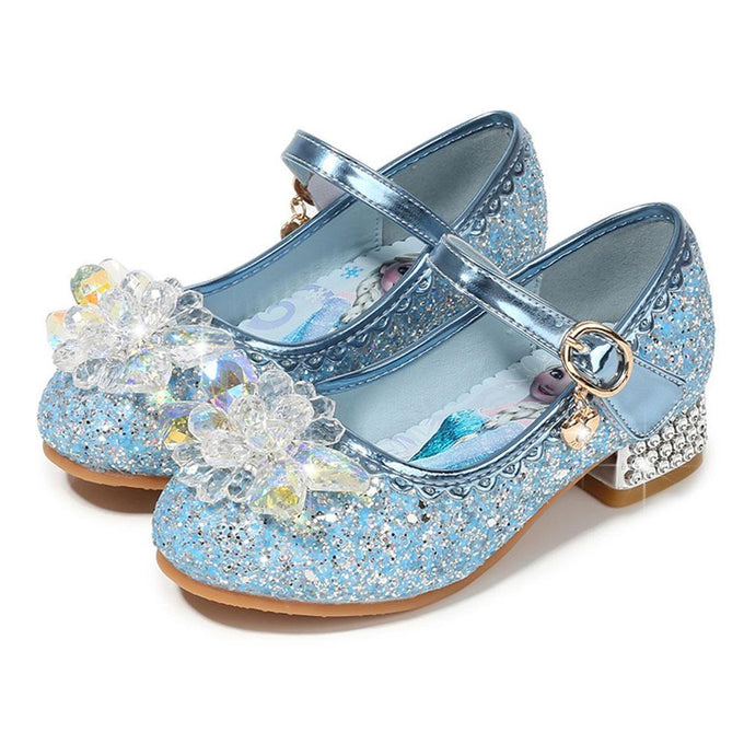 Kids Disney Frozen Costume Princess Elsa Anna Cosplay Crystal Low Heel Shoes