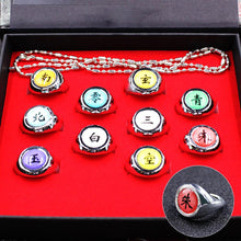 Load image into Gallery viewer, 10PCS Naruto Accessories Akatsuki Membermetal Ring Accessory Set With Box