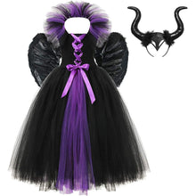 Load image into Gallery viewer, For Kids Maleficent Costume Evil Witch Cosplay Set With Wings and Horn Hat For Halloween Party