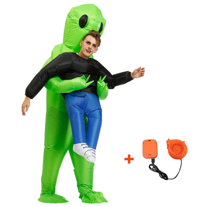 Green Alien Inflatable Cosplay Costume Funny Blow Up Suit Halloween party For Adults and Kids