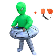 Load image into Gallery viewer, UFO Green Alien Inflatable Cosplay Costume Blow Up Suit Halloween party For Adults